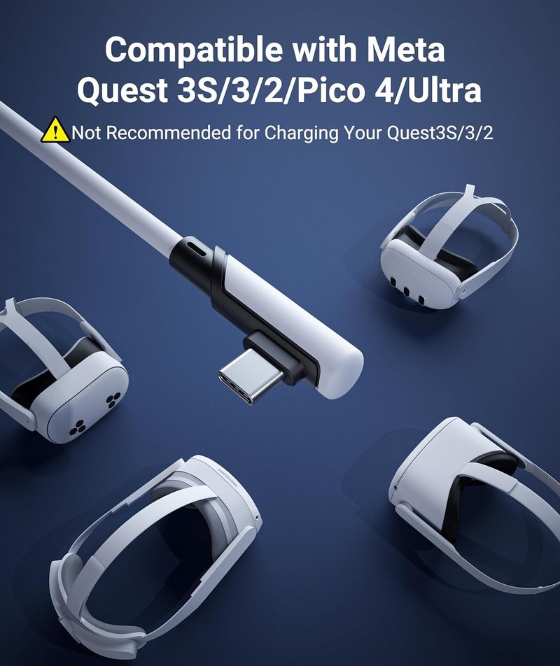 Syntech كابل رابط 10 قدم متوافق مع Oculus/Meta Quest 3/Meta Quest 3S و Quest2/Pro/Pico 4/Ultra الملحقات و PC/SteamVR، نقل بيانات عالي السرعة، كابل USB 3.0 إلى USB C لسماعة VR - Image 2